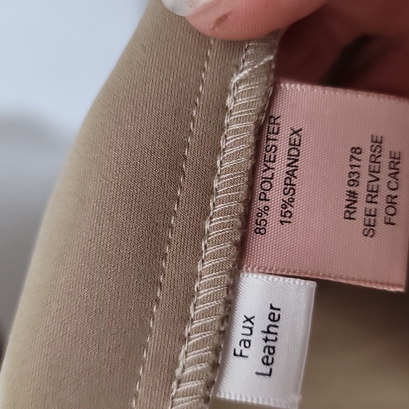 Philosophy Long Coat Pocketed Faux Leather Size Large Beige - Picture 9 of 9